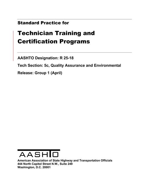 AASHTO R 25-18 AASHTO R 25-18