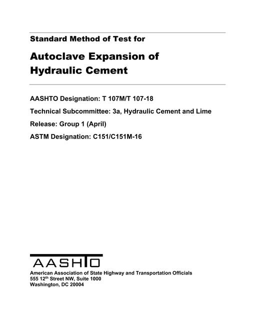 AASHTO T 107M/T 107-18 AASHTO T 107M/T 107-18