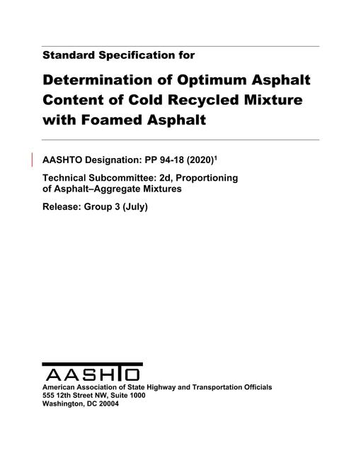 AASHTO PP 94-18 (2020) AASHTO PP 94-18 (2020)