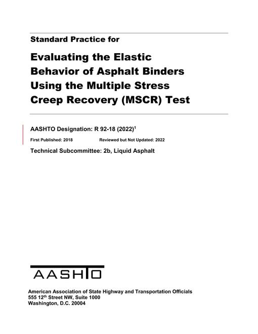 AASHTO R 92-18 (2022) AASHTO R 92-18 (2022)