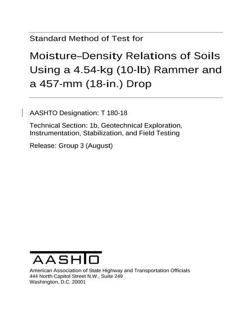 AASHTO T 180-18 AASHTO T 180-18