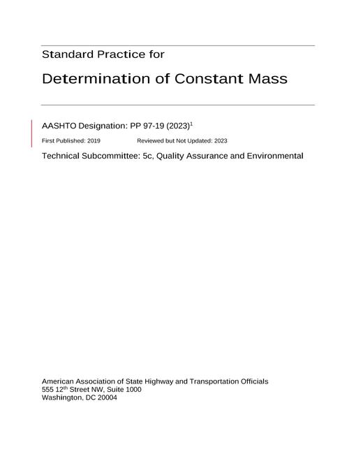 AASHTO PP 97-19 (2023) AASHTO PP 97-19 (2023)