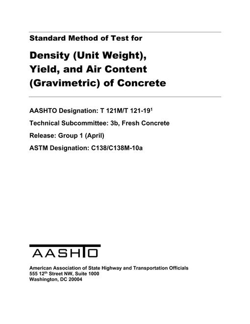 AASHTO T 121M/T 121-19 AASHTO T 121M/T 121-19
