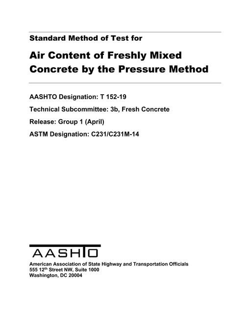 AASHTO T 152-19 AASHTO T 152-19