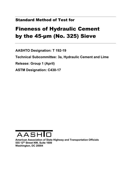 AASHTO T 192-19 AASHTO T 192-19
