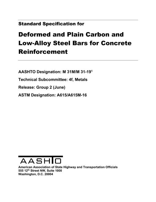 AASHTO M 31M/M 31-19 AASHTO M 31M/M 31-19