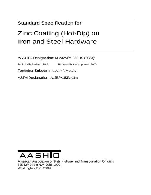 AASHTO M 232M/M 232-19 (2023) AASHTO M 232M/M 232-19 (2023)