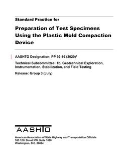 AASHTO PP 92-19 (2022) AASHTO PP 92-19 (2022)