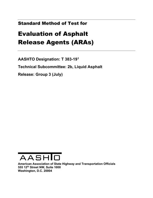 AASHTO T 383-19 AASHTO T 383-19