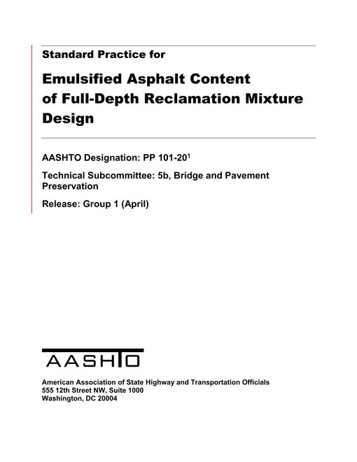 AASHTO PP 101-20 AASHTO PP 101-20