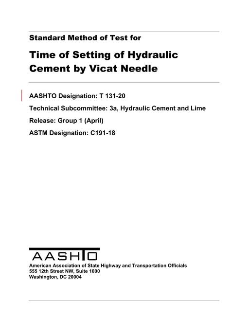 AASHTO T 131-20 AASHTO T 131-20