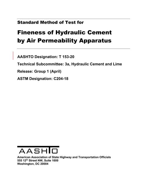 AASHTO T 153-20 AASHTO T 153-20