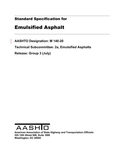 AASHTO M 140-20 AASHTO M 140-20