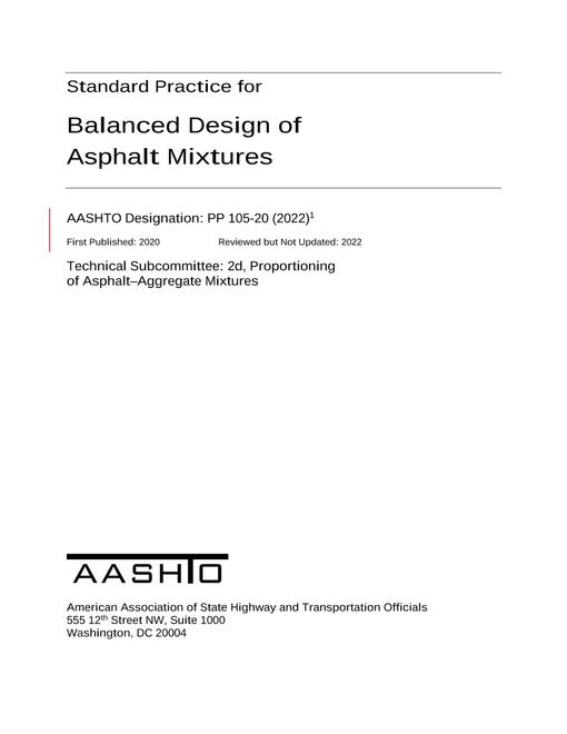 AASHTO PP 105-20 (2022) AASHTO PP 105-20 (2022)