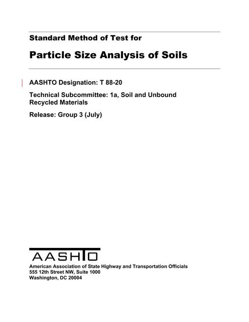 AASHTO T 88-20 AASHTO T 88-20