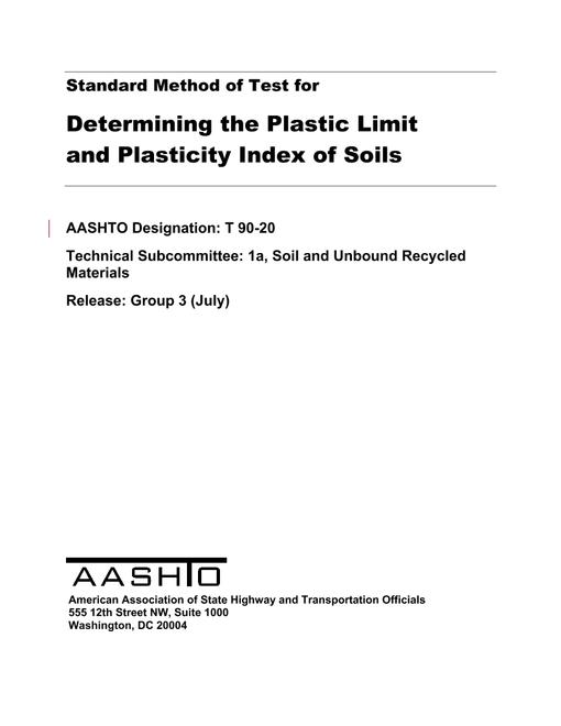 AASHTO T 90-20 AASHTO T 90-20