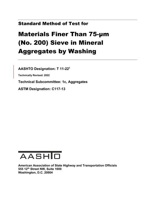 AASHTO T 11-22 AASHTO T 11-22