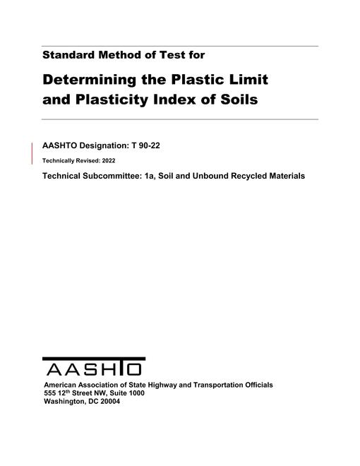 AASHTO T 90-22 AASHTO T 90-22