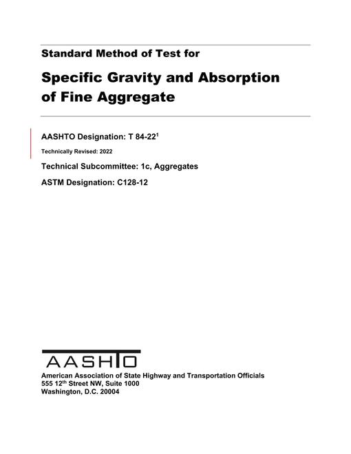 AASHTO T 84-22 AASHTO T 84-22