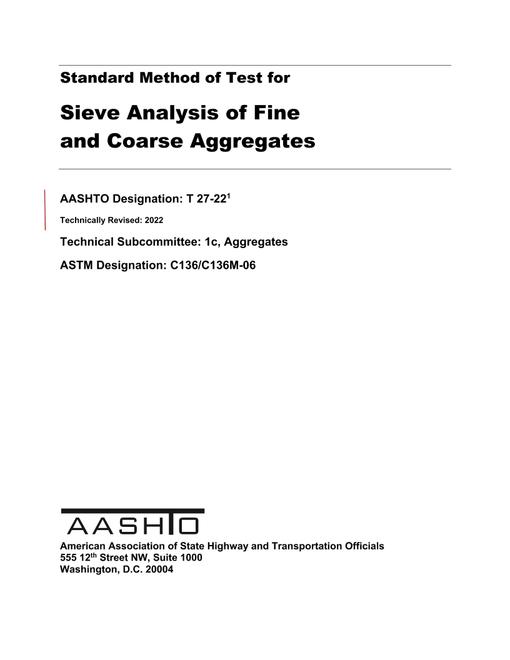 AASHTO T 27-22 AASHTO T 27-22