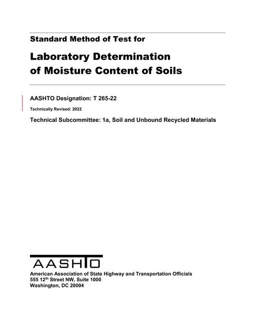 AASHTO T 265-22 AASHTO T 265-22