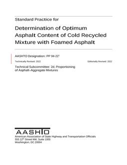 AASHTO PP 94-22 AASHTO PP 94-22