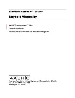 AASHTO T 72-22 AASHTO T 72-22