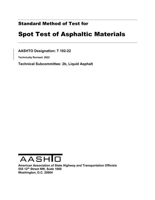 AASHTO T 102-22 AASHTO T 102-22