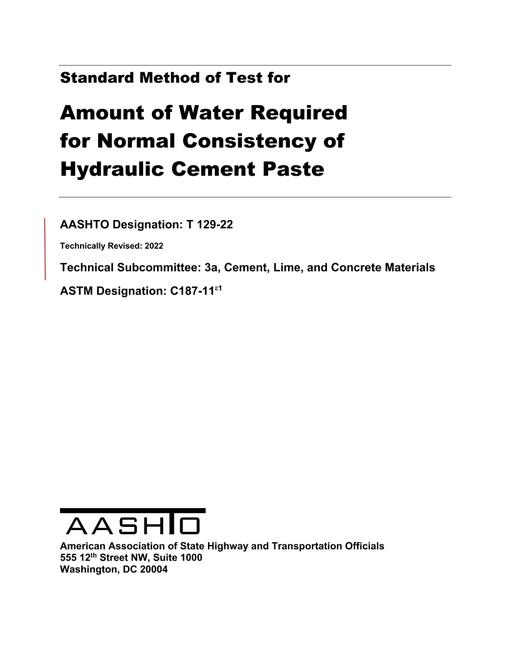 AASHTO T 129-22 AASHTO T 129-22