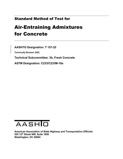 AASHTO T 157-22 AASHTO T 157-22