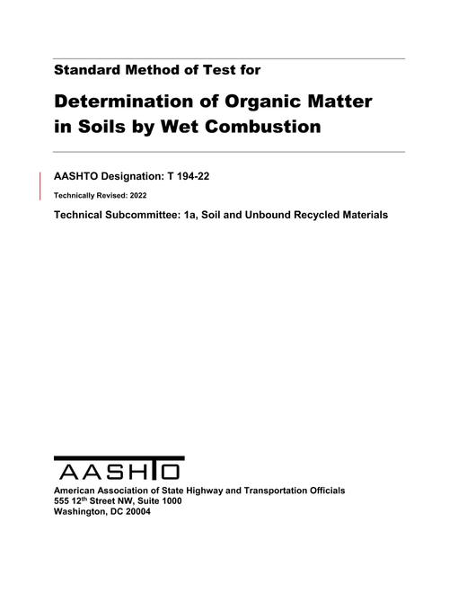 AASHTO T 194-22 AASHTO T 194-22