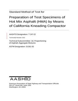 AASHTO T 247-22 AASHTO T 247-22