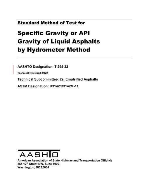 AASHTO T 295-22 AASHTO T 295-22
