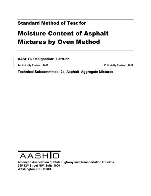 AASHTO T 329-22 AASHTO T 329-22