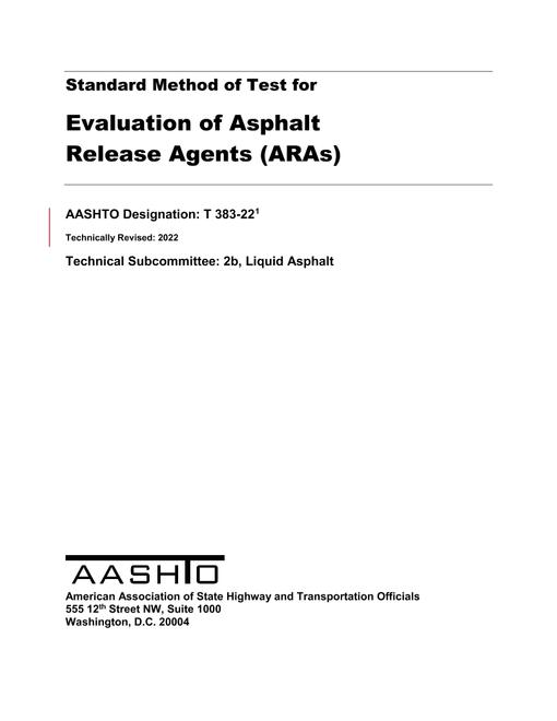 AASHTO T 383-22 AASHTO T 383-22
