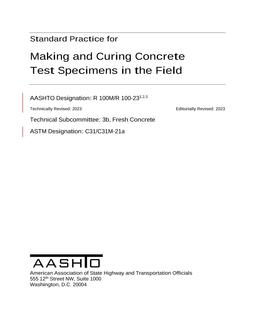 AASHTO R 100M/R 100-23 AASHTO R 100M/R 100-23
