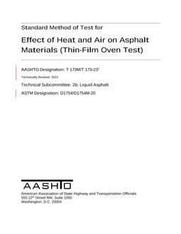 AASHTO T 179M/T 179-23 AASHTO T 179M/T 179-23