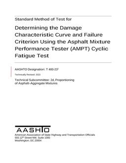 AASHTO T 400-23 AASHTO T 400-23