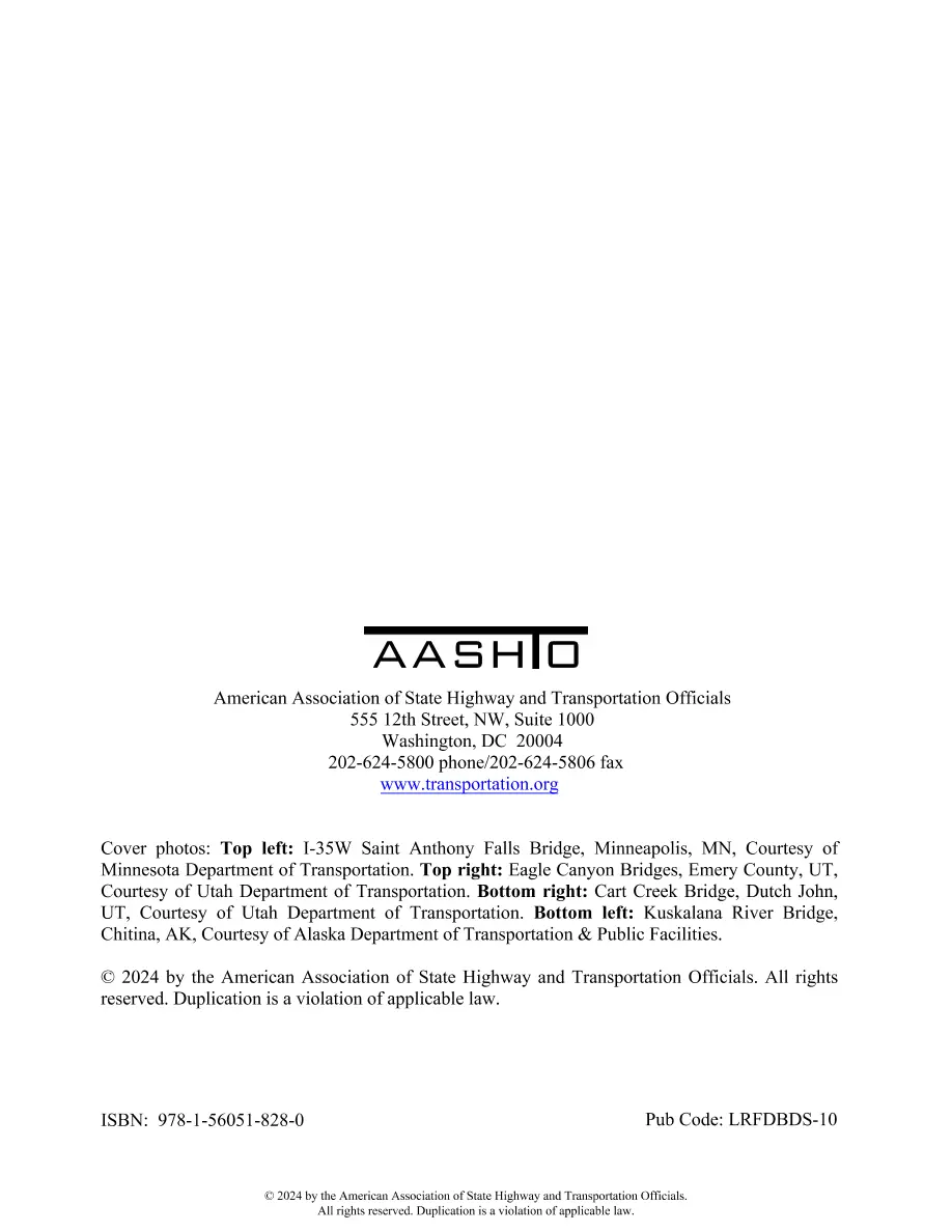 AASHTO LRFDBDS-10 AASHTO LRFDBDS-10