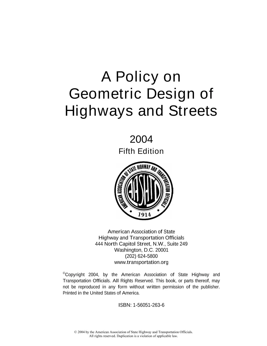 AASHTO Green Book (GDHS-5) AASHTO Green Book (GDHS-5)