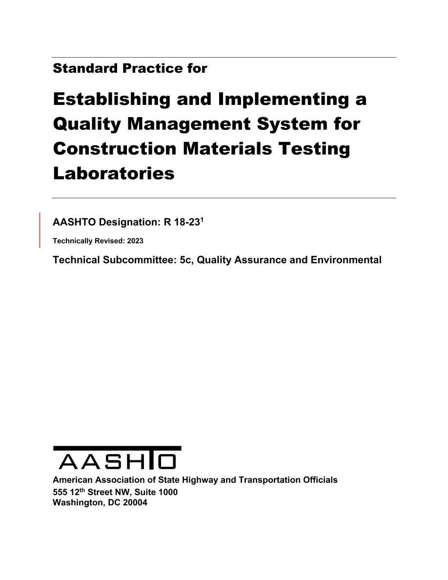 AASHTO R 18-23 AASHTO R 18-23